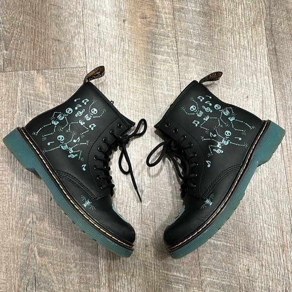 Dr. Martens Other - DR. MARTENS BOOTS 1460 GLOW IN THE DARK BLACK Skeleton Size 3